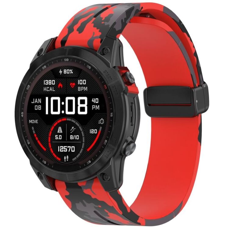 Ремешок Deexe Camo Silicone для часов с шириной крепления 22мм - Red: фото 6 из 10