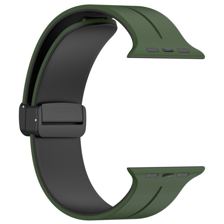 Ремінець Deexe Color Soft Line для Apple Watch 46 / 45 / 44 / SE 44 / 42 (Series 1-3) / Ultra / Ultra 2 / Ultra 3 - Army Green / Black: фото 3 з 7