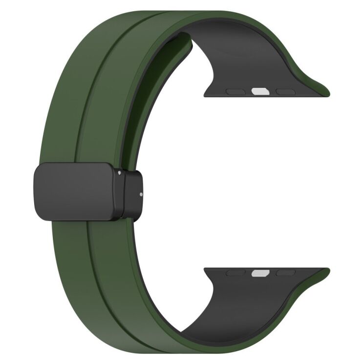 Ремінець Deexe Color Soft Line для Apple Watch 46 / 45 / 44 / SE 44 / 42 (Series 1-3) / Ultra / Ultra 2 / Ultra 3 - Army Green / Black: фото 2 з 7