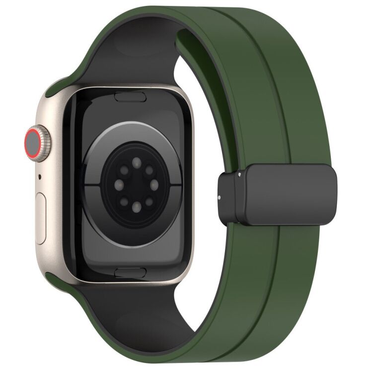 Ремінець Deexe Color Soft Line для Apple Watch 46 / 45 / 44 / SE 44 / 42 (Series 1-3) / Ultra / Ultra 2 / Ultra 3 - Army Green / Black: фото 1 з 7