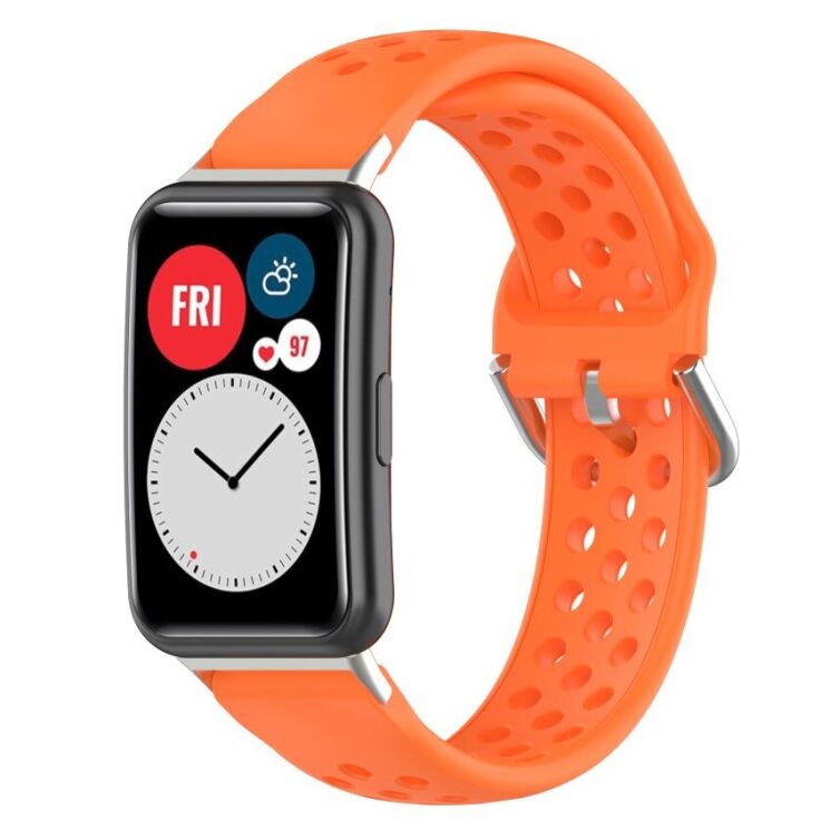 Ремешок Deexe Dot Style для Huawei Watch Fit - Orange: фото 1 из 5