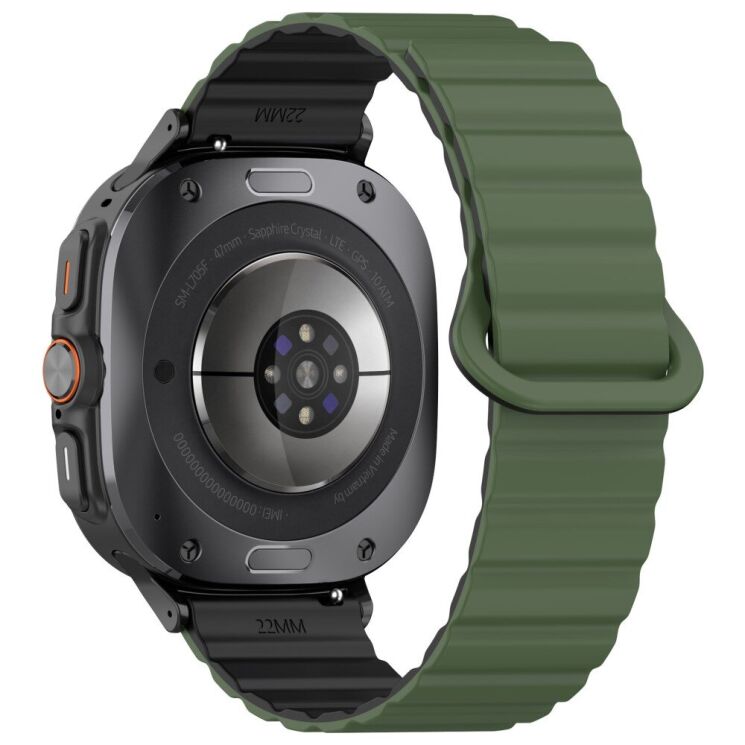 Ремінець Deexe Magnetic Band для Samsung Galaxy Watch Ultra - Army Green / Black: фото 1 з 7