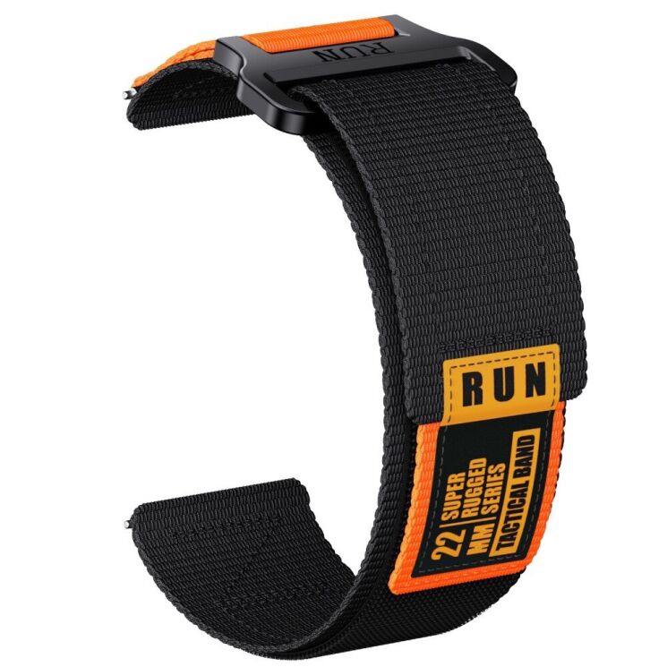 Ремешок Deexe Nylon Magic Tape для часов с шириной крепления 20мм - Black / Orange: фото 1 из 2