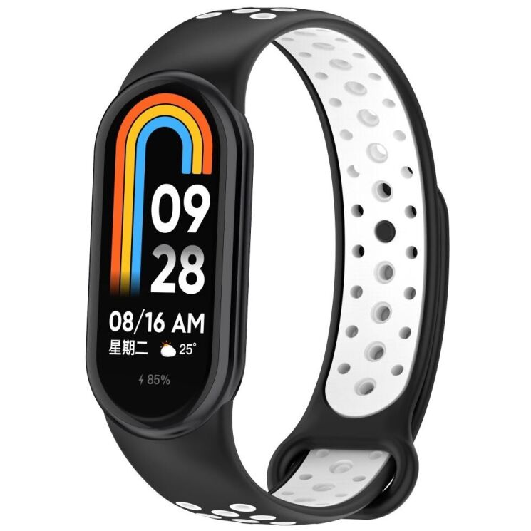 Ремешок Deexe Dual Color для Xiaomi Mi Smart Band 8 / 9 - Black / White: фото 2 из 7