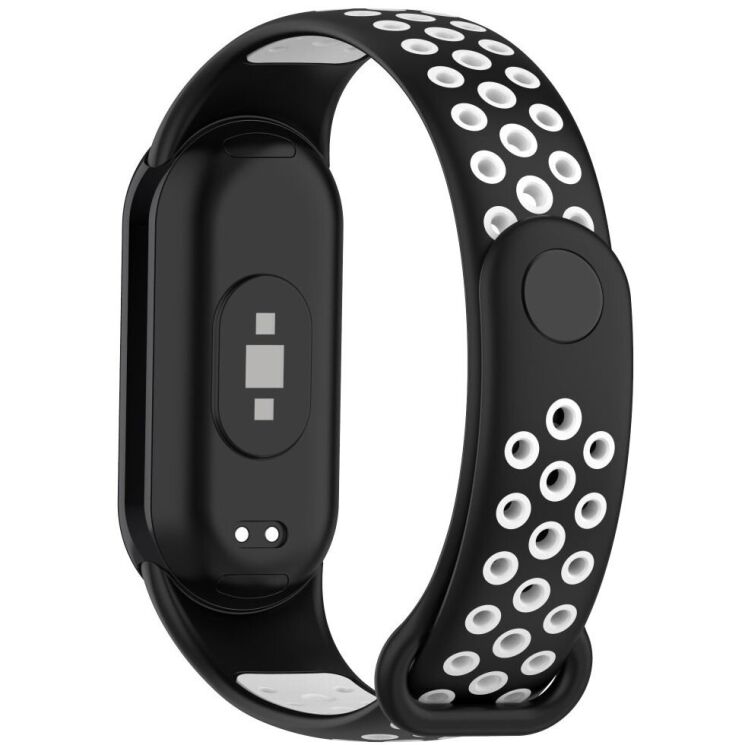 Ремешок Deexe Dual Color для Xiaomi Mi Smart Band 8 / 9 - Black / White: фото 1 из 7