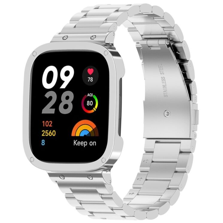Ремінець Deexe Stainless Steel для Xiaomi Redmi Watch 3 - Silver: фото 1 з 9