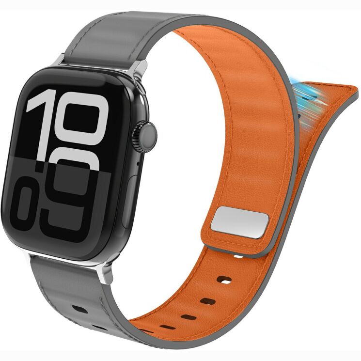 Ремінець для годинника AHASTYLE Signature Touch для Apple Watch 42 (Series 10/11) / 41 / 40 / SE 40 / 38 - Grey / Orange (371862HO) Ремінець для годинника AHASTYLE Signature Touch для Apple Watch 42 (Series 10/11) / 41 / 40 / SE 40 / 38 - Grey / Orange: фото 2 з 8