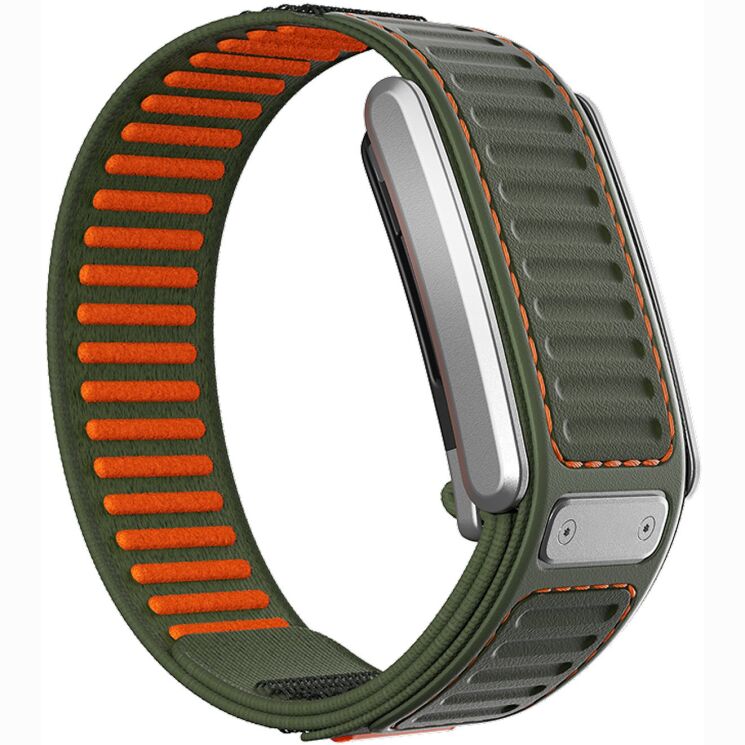 Ремешок для часов Deexe Matrix Weave для WHOOP 5.0 - Army Green / Orange (403112GO) Ремешок для часов Deexe Matrix Weave для WHOOP 5.0 - Army Green / Orange: фото 1 из 6