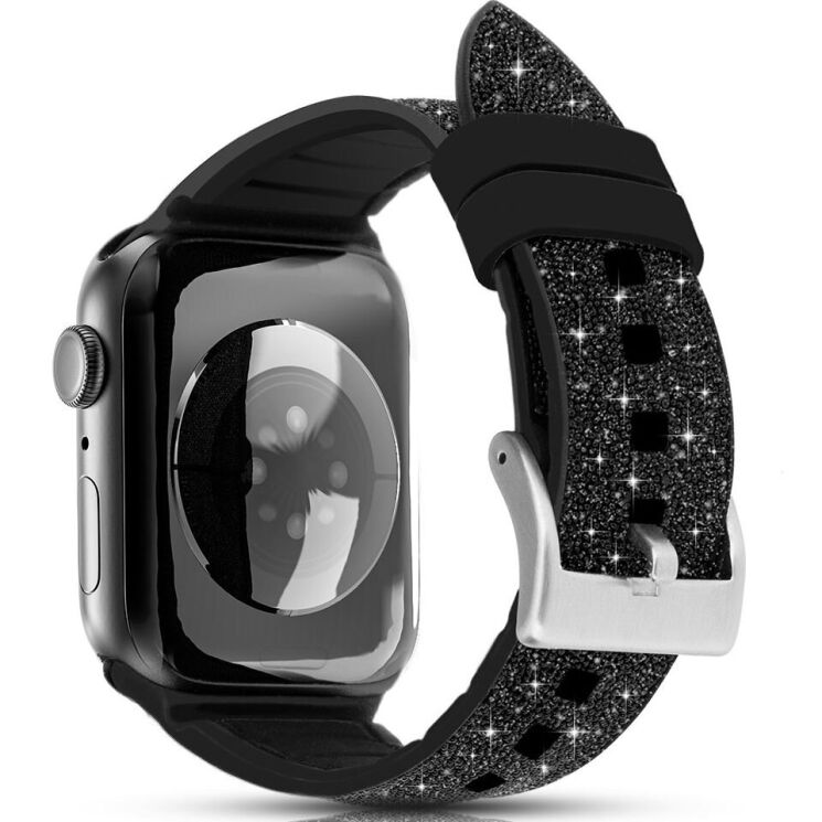 Ремінець KINGXBAR Glitter Series для Apple Watch 42 (Series 10) / 41 / 40 / SE 40 / 38 - Black: фото 1 з 8