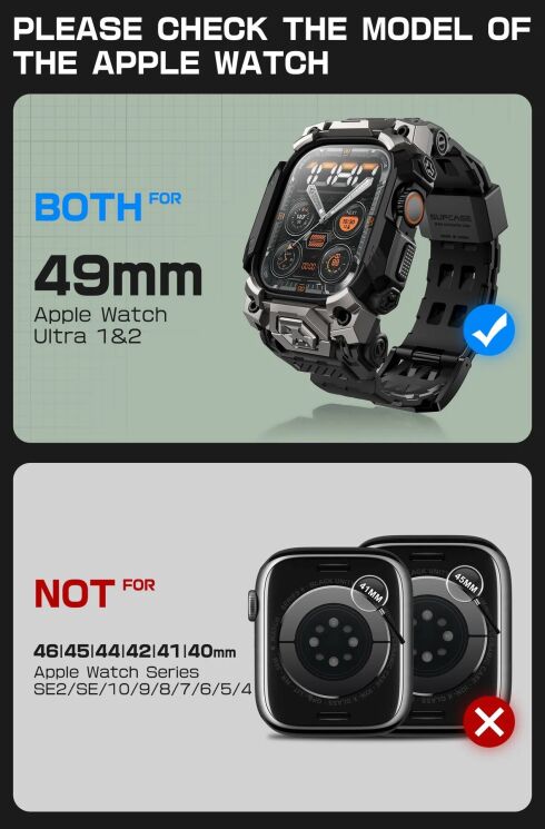 Ремешок Supcase UB Ore для Apple Watch Ultra / Ultra 2 (49mm) 843439156678 - Black: фото 10 из 11