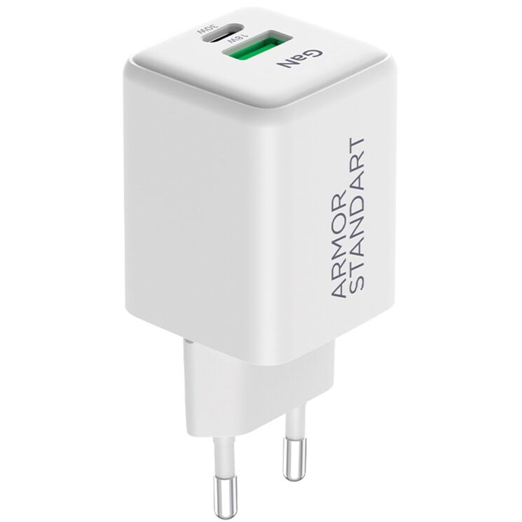 Сетевое зарядное устройство ArmorStandart AR371 30W GaN Type-C + USB - White: фото 1 из 1