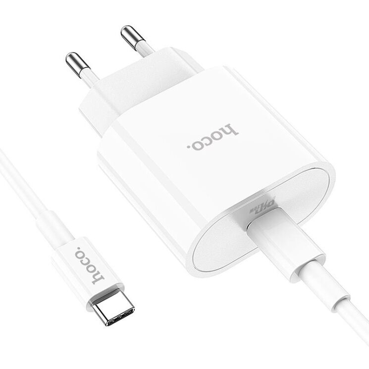 Сетевое зарядное устройство Hoco C94A PD20W + кабель Type-C to Type-C - White: фото 3 из 8