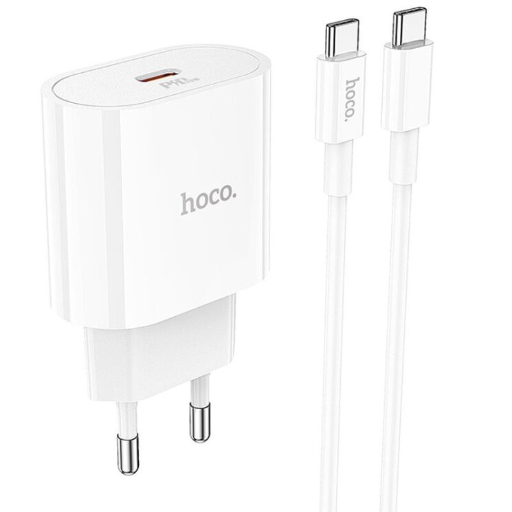 Сетевое зарядное устройство Hoco C94A PD20W + кабель Type-C to Type-C - White: фото 1 из 8