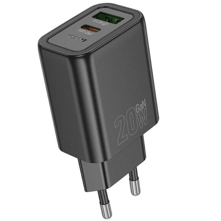 Мережевий зарядний пристрій Hoco N61 PD20W + QC3.0 (USB + Type-C) - Black: фото 3 з 6
