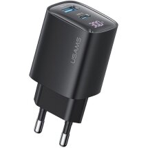 Мережевий зарядний пристрій USAMS US-CC229 GaN 30W (USB + Type-C) - Black: фото 1 з 16