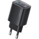 Мережевий зарядний пристрій USAMS US-CC229 GaN 30W (USB + Type-C) - Black (960219B). Фото 1 з 16