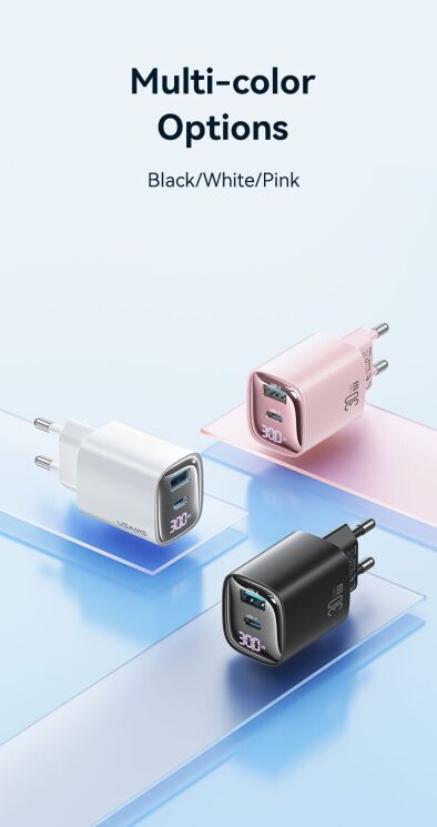 Мережевий зарядний пристрій USAMS US-CC229 GaN 30W (USB + Type-C) - Black: фото 14 з 16