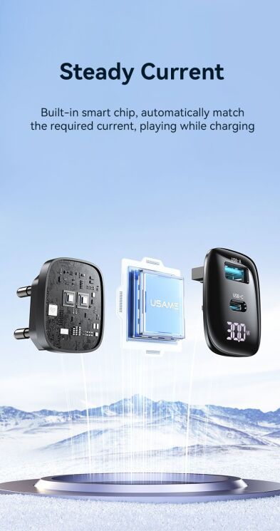 Мережевий зарядний пристрій USAMS US-CC229 GaN 30W (USB + Type-C) - Black: фото 11 з 16