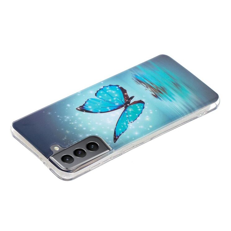 Силиконовый (TPU) чехол Deexe LumiCase для Samsung Galaxy S21 FE (G990) - Blue Butterfly: фото 3 из 4