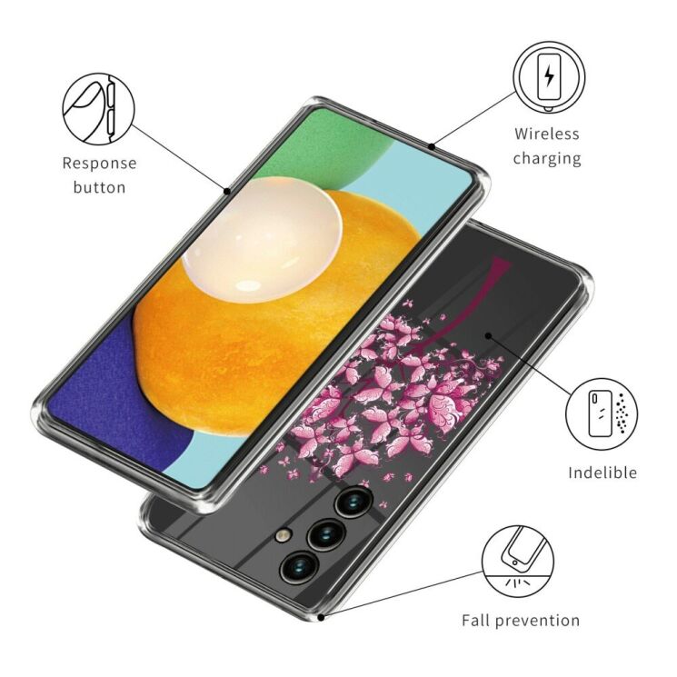 Силиконовый (TPU) чехол Deexe Pretty Glossy для Samsung Galaxy A25 (A256) - Pink Flowers: фото 3 из 3