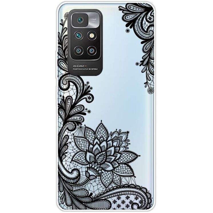 Силиконовый (TPU) чехол Deexe Pretty Glossy для Xiaomi Redmi 10 / 10 (2022) / 10 Prime - Lace Flower: фото 1 из 4
