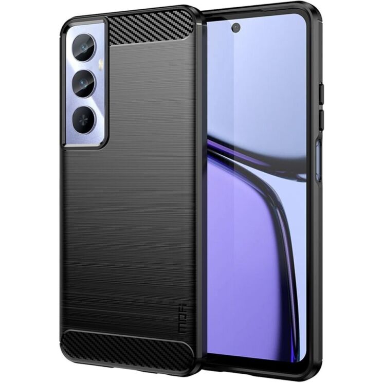 Силиконовый (TPU) чехол MOFI Carbon Fiber для Realme C65 - Black: фото 1 из 10