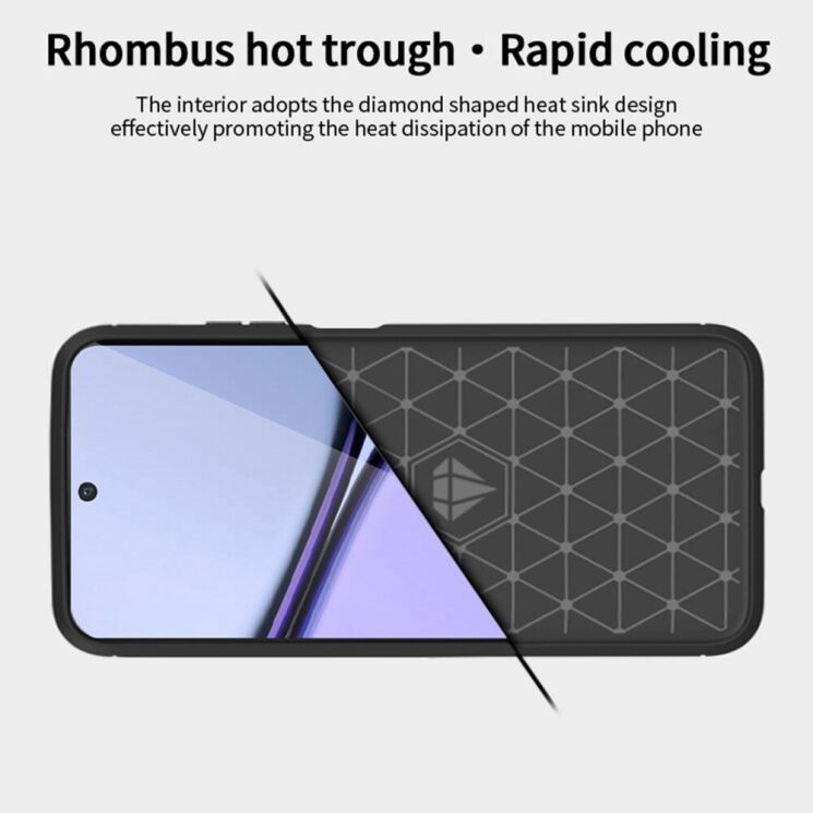 Силиконовый (TPU) чехол MOFI Carbon Fiber для Realme C65 - Black: фото 7 из 10