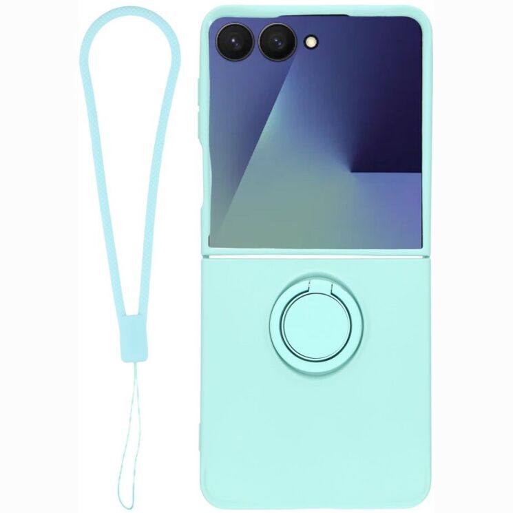 Силіконовий (TPU) чохол з кільцем Deexe Color Shell (FF) для Samsung Galaxy Flip 8 - Sky Blue: фото 1 з 5