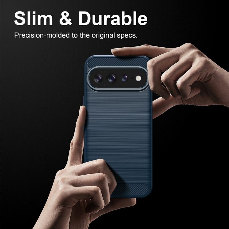Силиконовый (TPU) чехол UniCase Carbon для Google Pixel 11 Pro XL - Blue: фото 7 из 9