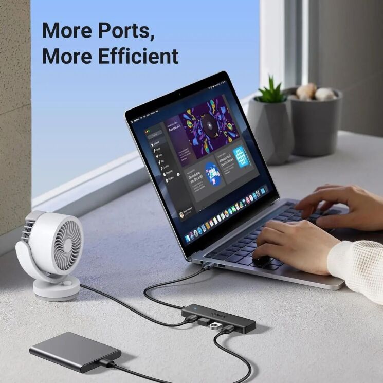 USB HUB UGREEN CM219 4 in 1 USB to 4USB 3.0 (25851) - Black: фото 8 из 8
