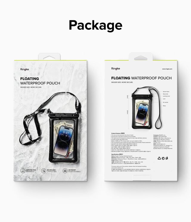 Влагозащитный чехол Ringke Floating Waterproof Pouch (8809919305051) - Black: фото 14 из 16