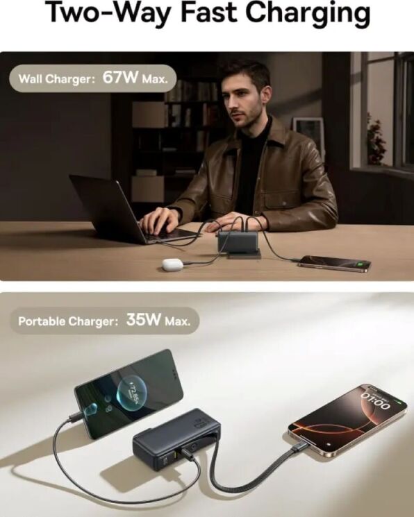 Зовнішній акумулятор Baseus Nomos NT11 67W (10000mAh) + кабель Type-C (P10078807123-00) - Black: фото 6 з 7