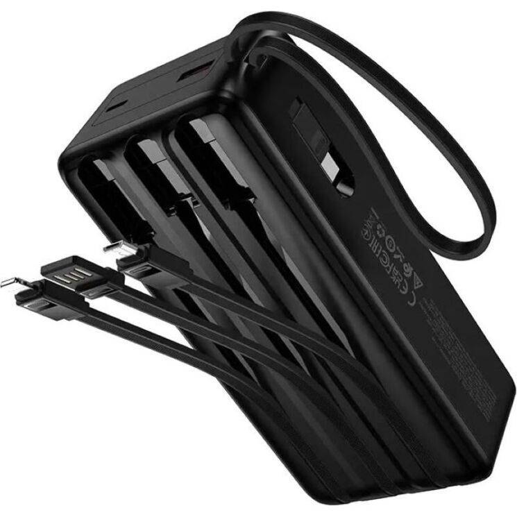 Внешний аккумулятор Hoco J156B 22.5W+PD20W (30000mAh) + кабель Type-C+Lightning+MicroUSB+USB - Black: фото 4 из 9