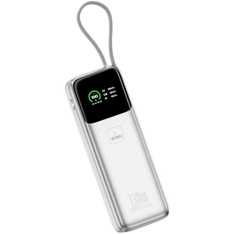 Внешний аккумулятор WiWU PM301 130W (20000 mAh) + кабель Type-C - Silver: фото 3 из 8