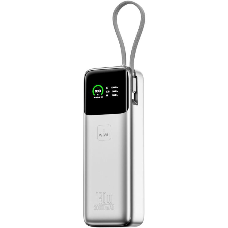 Внешний аккумулятор WiWU PM301 130W (20000 mAh) + кабель Type-C - Silver: фото 2 из 8