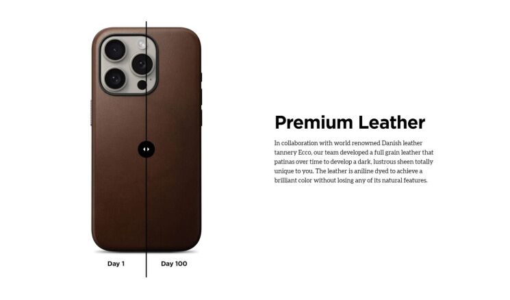 Захисний чохол Nomad Modern Leather Case для Apple iPhone 15 Pro Max - Brown: фото 10 з 14