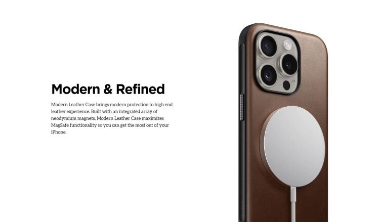 Захисний чохол Nomad Modern Leather Case для Apple iPhone 15 Pro Max - Brown: фото 9 з 14