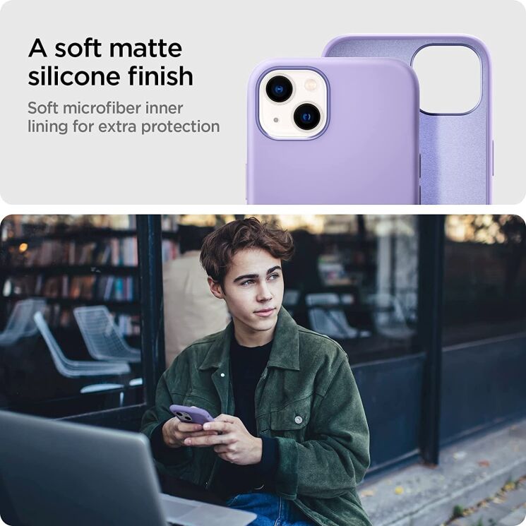 Защитная накладка Spigen (SGP) Silicone Fit для Apple iPhone 13 - Iris Purple: фото 15 из 19
