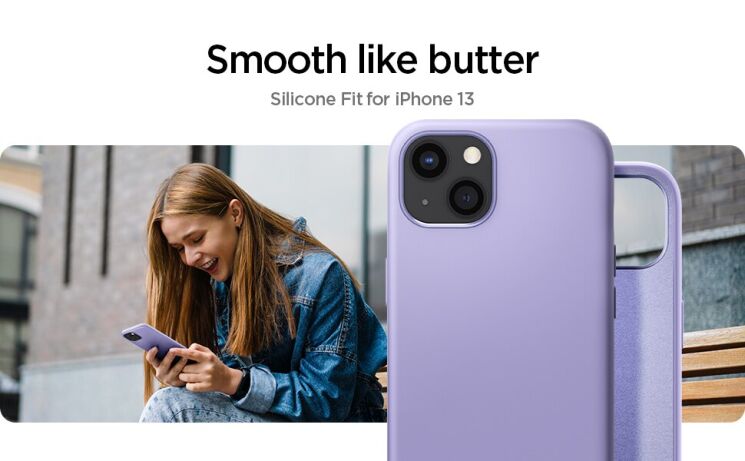 Защитная накладка Spigen (SGP) Silicone Fit для Apple iPhone 13 - Iris Purple: фото 7 из 19