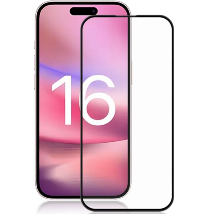 Захисне скло AMORUS Full Glue Tempered Glass для Apple iPhone 16 Plus - Black: фото 1 з 11