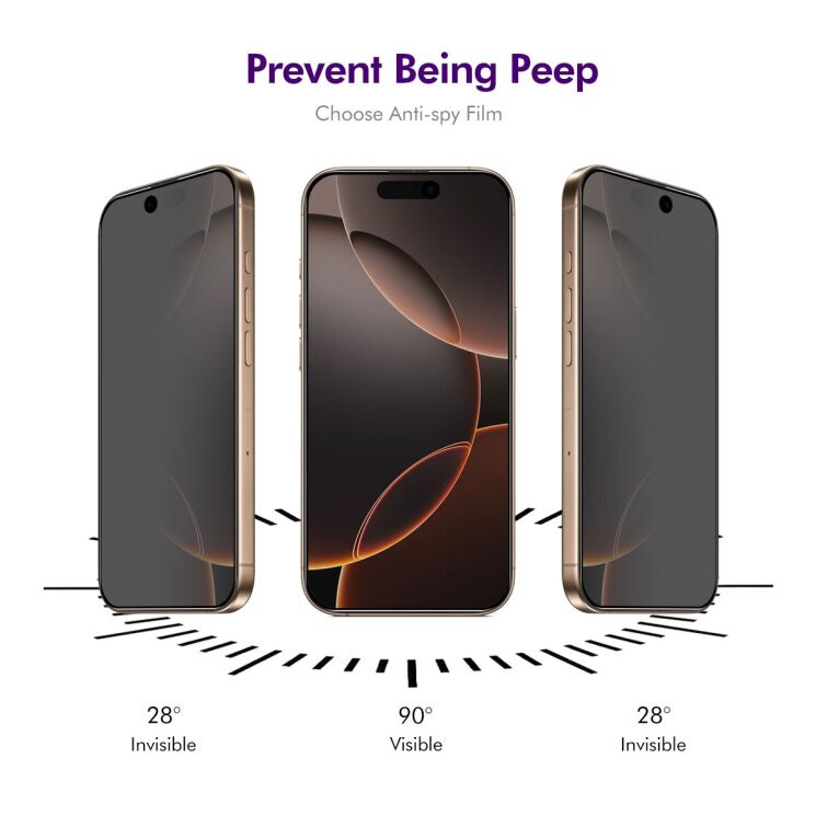 Защитное стекло ENKAY Privacy для Apple iPhone 16 Pro Max - Black: фото 3 из 8