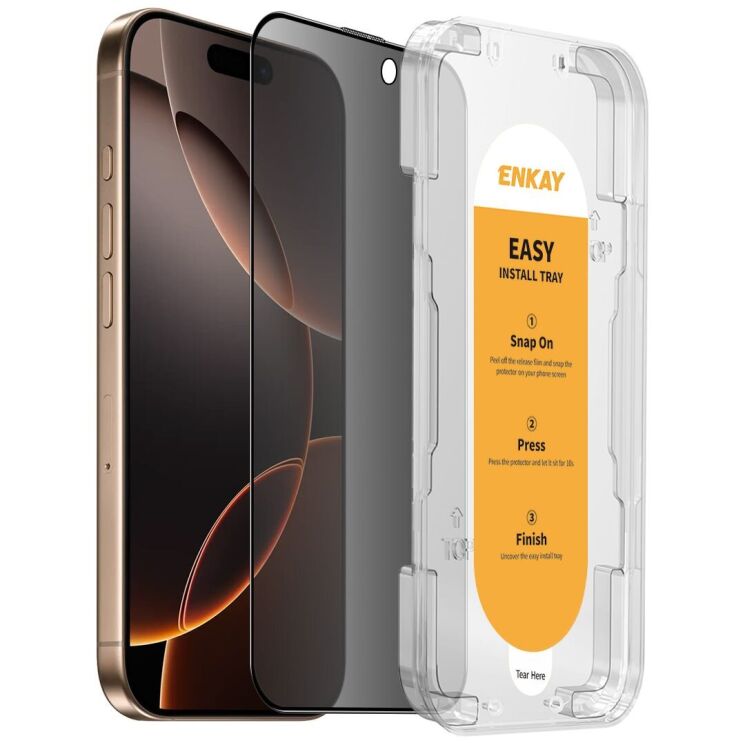 Защитное стекло ENKAY Privacy для Apple iPhone 16 Pro Max - Black: фото 1 из 8