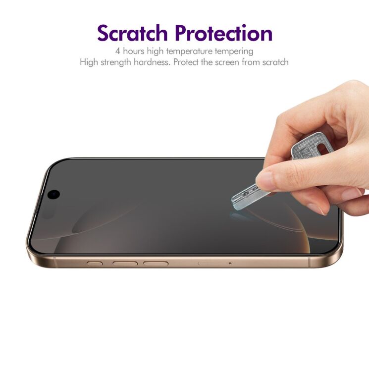 Защитное стекло ENKAY Privacy для Apple iPhone 16 Pro Max - Black: фото 6 из 8