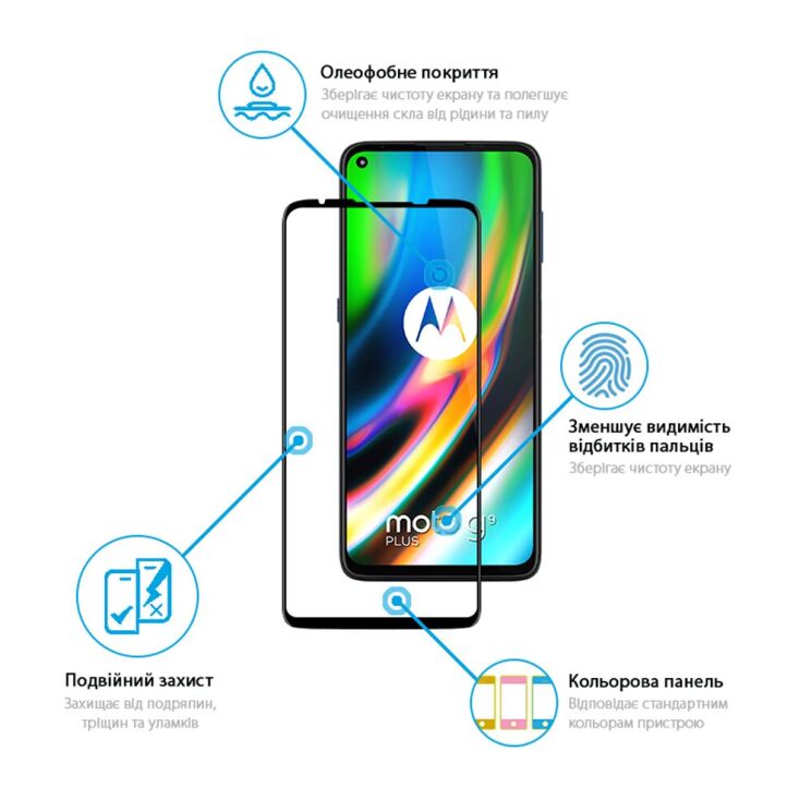 Защитное стекло Global Full Glue для Motorola Moto G9 Plus - Black: фото 3 из 3