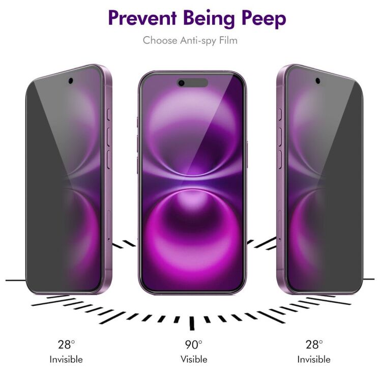 Защитное стекло HAT PRINCE Privacy для Apple iPhone 17 Air - Black: фото 3 из 7