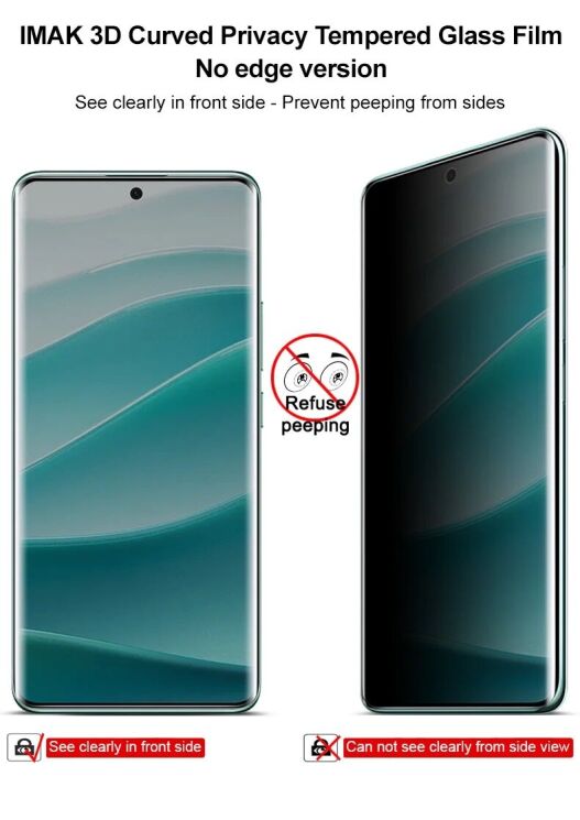 Защитное стекло IMAK 3D Curved Privacy для Xiaomi Redmi Note 14 Pro 5G / Note 14 Pro Plus / Poco X7 - Black: фото 3 из 10