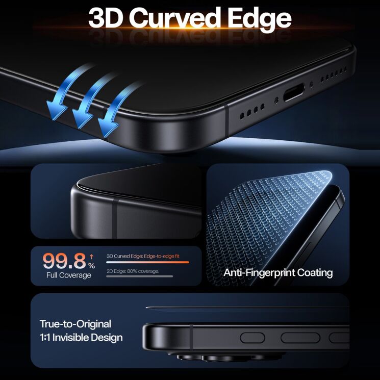 Захисне скло TORRAS OrigArmor для iPhone 17 Pro Max - Black: фото 3 з 8