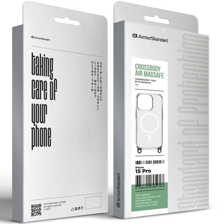 Защитный чехол ArmorStandart Crossbody Air MagSafe для Apple iPhone 15 Pro - Clear: фото 2 из 2