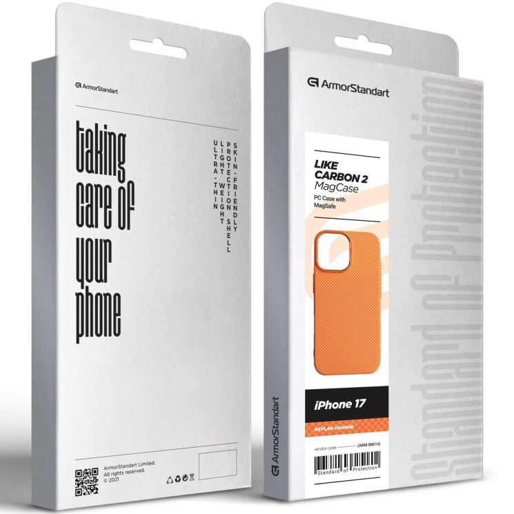 Захисний чохол ArmorStandart LikeCarbon2 MagCase для iPhone 17 - Kevlar Orange: фото 7 з 8
