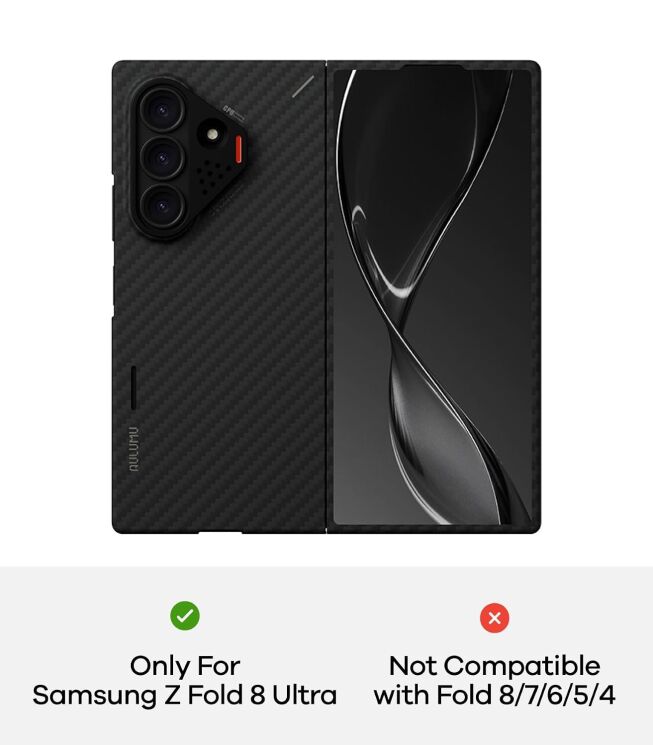 Защитный чехол AULUMU Ultra-Slim Aramid Fiber Case (FF) для Samsung Galaxy Fold 8 Ultra - Black: фото 6 из 11